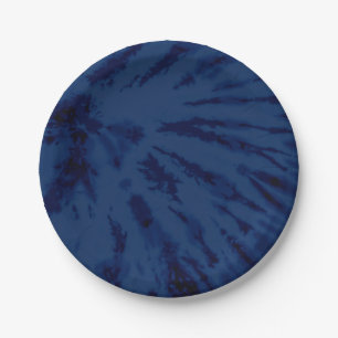 Summer Artsy Navy Blue Tie Dye Swirl Papieren Bordje