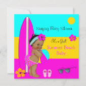 Summer Baby shower Girl Beach Baby Surfing Ethnic Kaart (Voorkant)