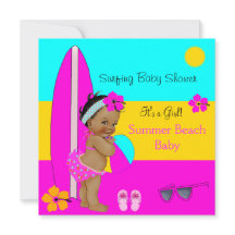 Summer Baby shower Girl Beach Baby Surfing Ethnic