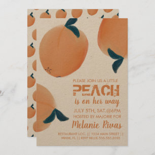 Summer Baby shower Peach Fruit Invitation Kaart