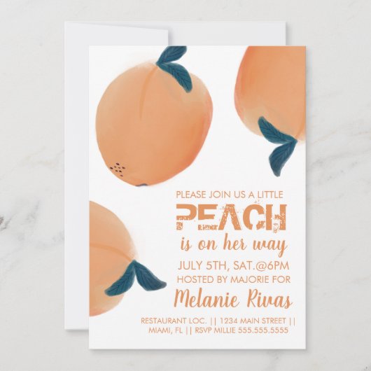 Summer Baby shower Peach Invitation Kaart (Voorkant)