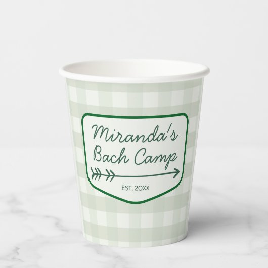 Summer Bach Camp Badge Bachelorette Camping Papieren Bekers (Achterkant)