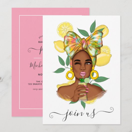 Summer Bachelorette Party Invitation Kaart (Voorkant / Achterkant)