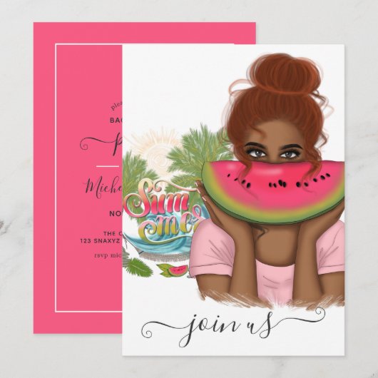 Summer Bachelorette Party Invitation Kaart (Voorkant / Achterkant)