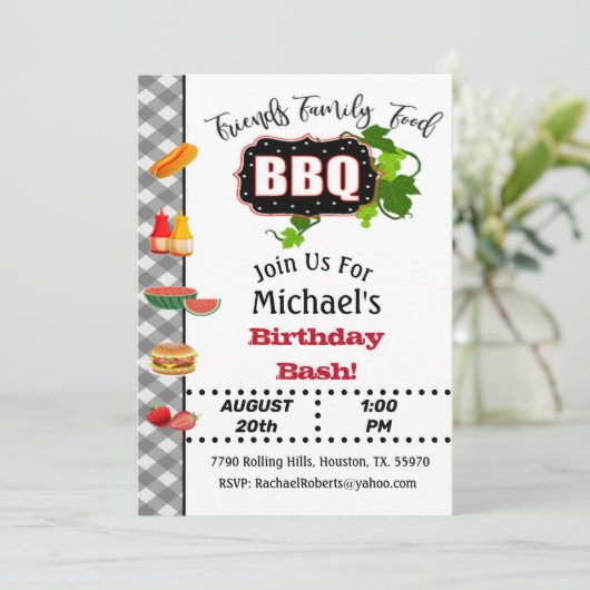 Summer Barbecue Birthday Bash Uitnodiging (Staand voorkant)