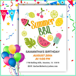 Summer Barbecue Birthday Invitation Kaart