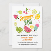 Summer Barbecue Birthday Invitation Kaart (Voorkant)
