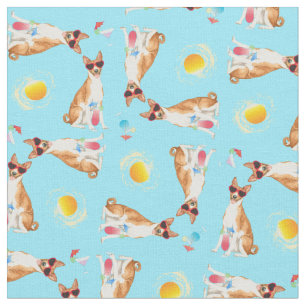 Summer Basenji Fabric Stof