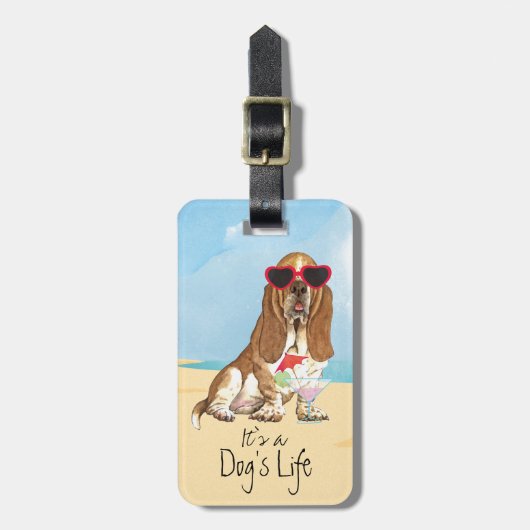 Summer Basset Hond Bagagelabel (Voorkant verticaal)