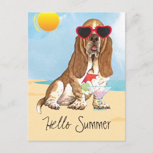 Summer Basset Hond Briefkaart (Voorkant)