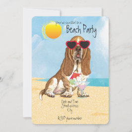 Summer Basset Hound Beach Party uitnodiging