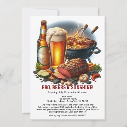Summer BBQ & Beer Party Invitation – Backyard Cook (Devant)