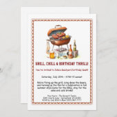 Summer BBQ Birthday Invitation with Beer Backyard (Devant / Derrière)