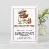 Summer BBQ Birthday Invitation with Beer Backyard  (Debout devant)