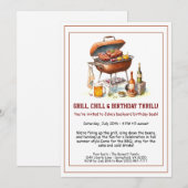 Summer BBQ Birthday Invitation with Beer Backyard  (Devant / Derrière)