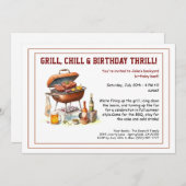 Summer BBQ Birthday Invitation with Beer Backyard (Devant / Derrière)