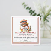 Summer BBQ Birthday Invitation with Beer Backyard  (Debout devant)