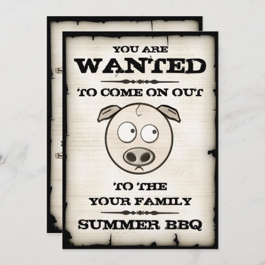 Summer BBQ Gezochte Uitnodigingen (Voorkant / Achterkant)