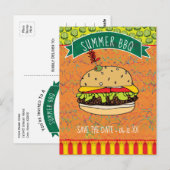 Summer BBQ Hamburger Save the Date Invitation Briefkaart (Voorkant / Achterkant)