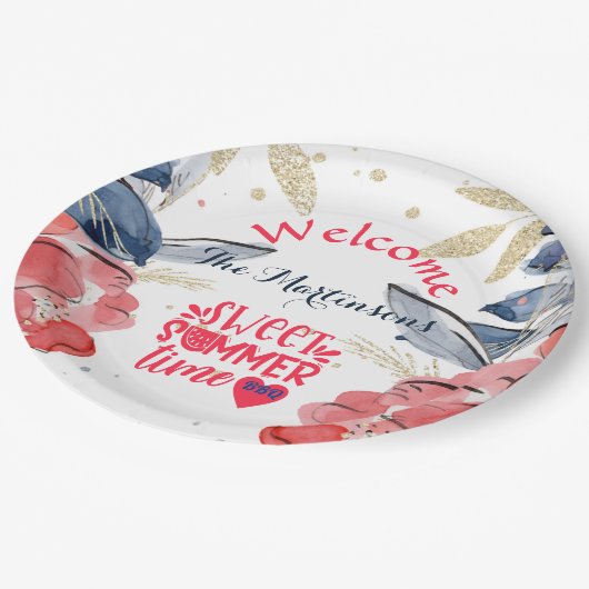 Summer BBQ Picnic gepersonaliseerd Papieren Bordje (Gekanteld)