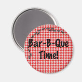 Summer BBQ Picnic over Red Table Cloth Magneet (Voorkant / Achterkant)