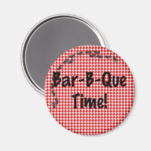 Summer BBQ Picnic over Red Table Cloth Magneet (Voorkant / Achterkant)