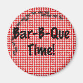 Summer BBQ Picnic over Red Table Cloth Magneet (Voorkant)