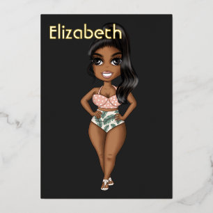 Summer Beach African American Birthday Folie Invit Uitnodiging
