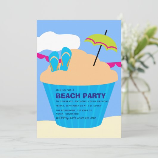 Summer Beach Anniversaire Fête Invitation (Debout devant)