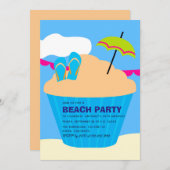 Summer Beach Anniversaire Fête Invitation (Devant / Derrière)