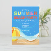 Summer Beach Anniversaire Fête Invitation (Debout devant)