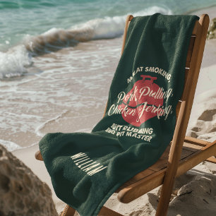 Summer Beach BBQ Pit Master Green Custom Strandlaken
