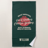 Summer Beach BBQ Pit Master Green Custom Strandlaken (Voorkant)