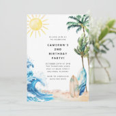 Summer Beach Birthday Party Invitation (Debout devant)