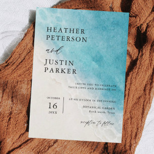Summer Beach Blue Destination Wedmission Invitatio Kaart