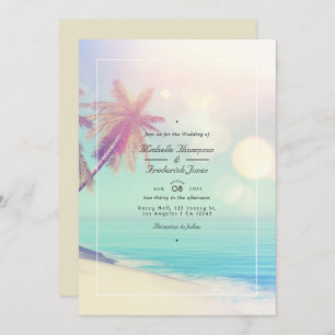 Summer Beach Bokeh QR Code RSVP Weddenschap Kaart