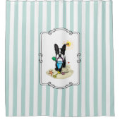Summer Beach Boston Terrier (zwart) - Cute Dog Douchegordijn (Voorkant)