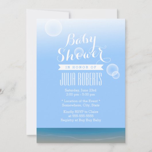 Summer Beach Bubbles Baby Shower Invitations (Devant)