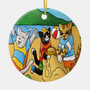 Summer Beach Cats Keramisch Ornament