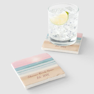 Summer Beach Design Creëer Uw eigen aangepaste fam Stenen Onderzetter