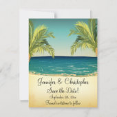 Summer Beach en Palm Trees Wedding Save the Date (Voorkant)