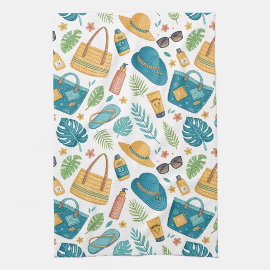 Summer Beach Essentials Pattern (1) Theedoek (Verticaal)