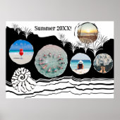 Summer Beach Fun Instagram Collage Poster (Voorkant)