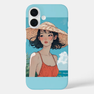 Summer Beach Girl Anime iPhone 16 Coque