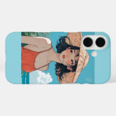 Summer Beach Girl Anime iPhone 16 Coque (Verso (horizontal))