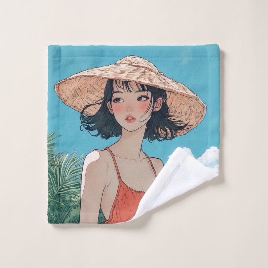 Summer Beach Girl Anime linge linge (Gant de toilette)