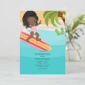 Summer Beach Girl Birthday Party Kaart (Staand voorkant)