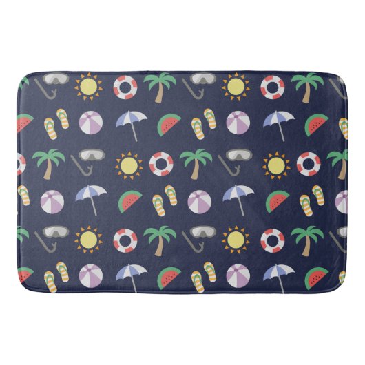 Summer Beach Holiday Blue Pattern Badmat (Voorkant)