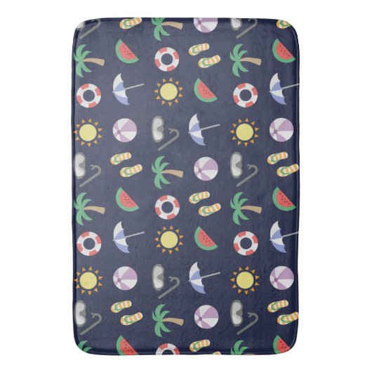 Summer Beach Holiday Blue Pattern Badmat (Voorkant Verticaal)