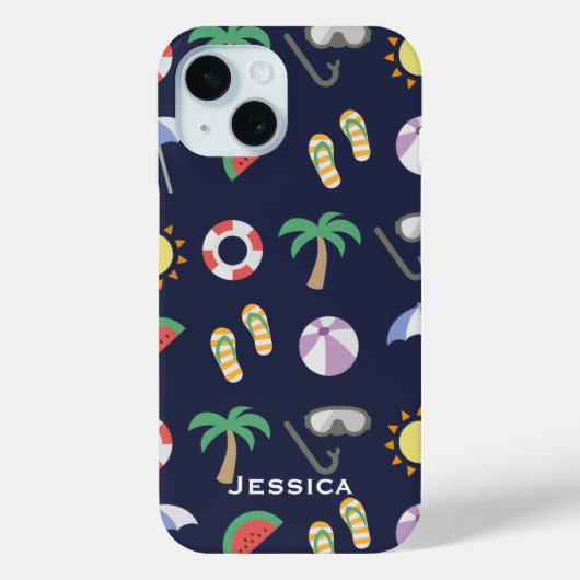 Summer Beach Holiday Blue Pattern - Gepersonalisee Case-Mate iPhone Case (Achterkant)